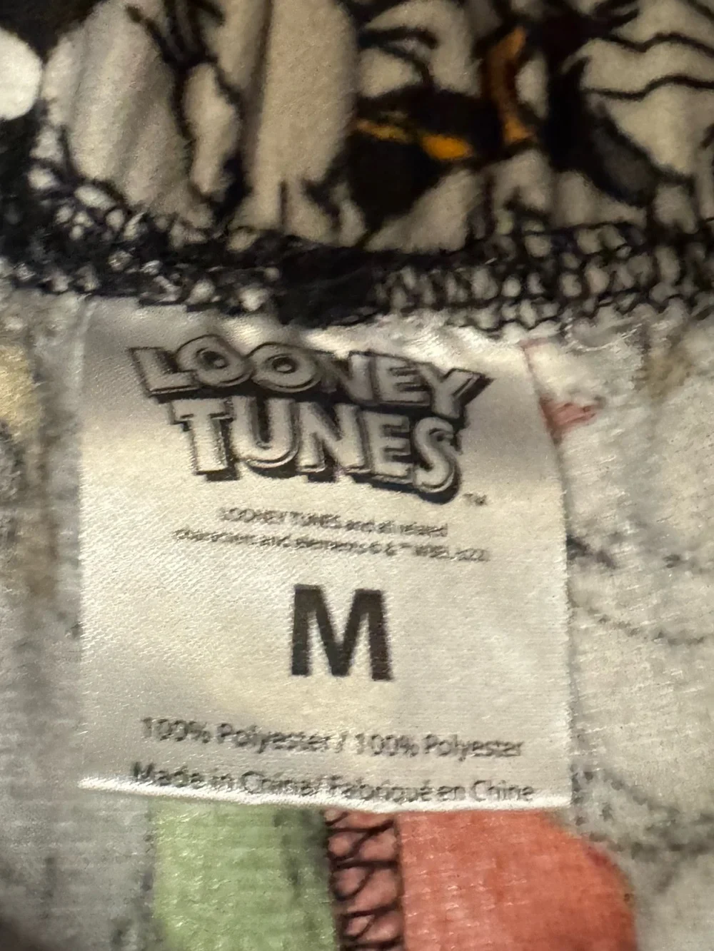 Looney Tunes Men’s Fleece Pajama Pants M Multicolor Graphic Print Elastic